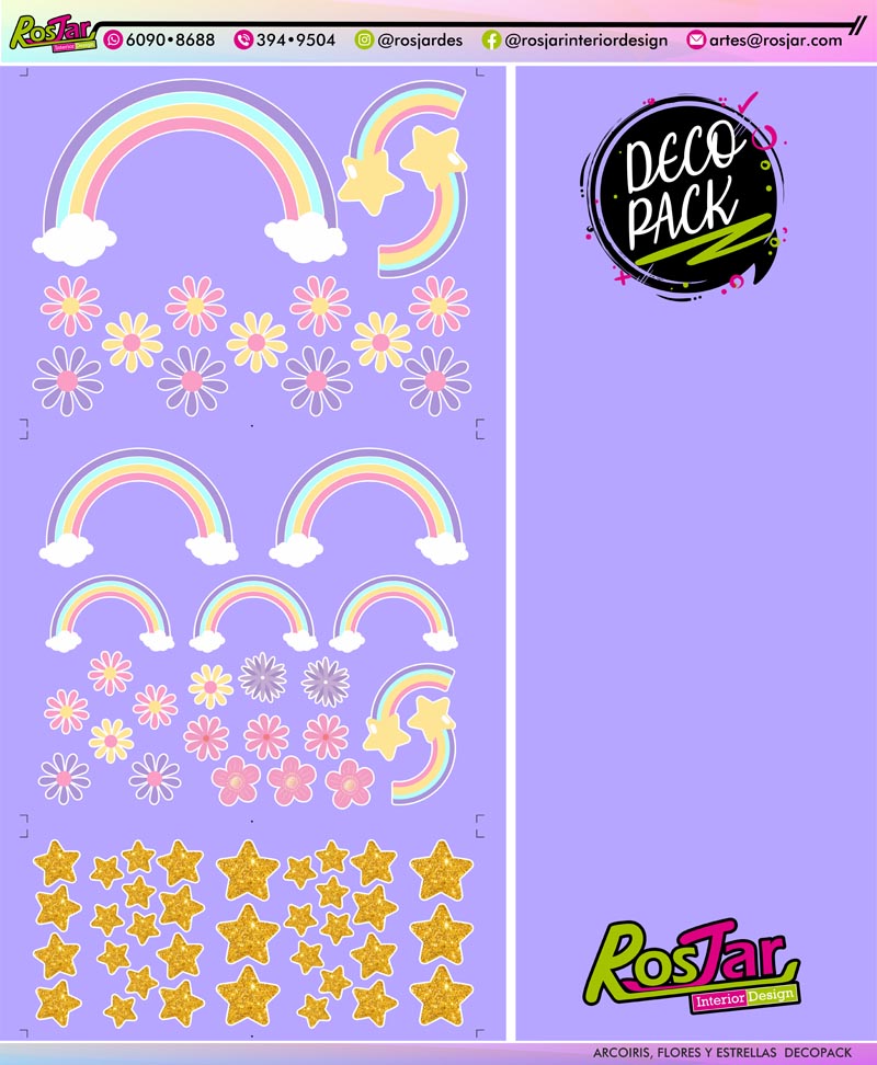 Arcoiris Flores Y Estrellas A Decopack